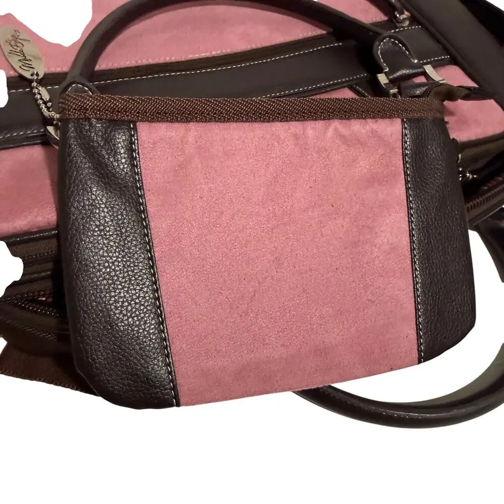 Mobile Edge ScanFast Element Briefcase Brown Leather and Canvas Pink Suede